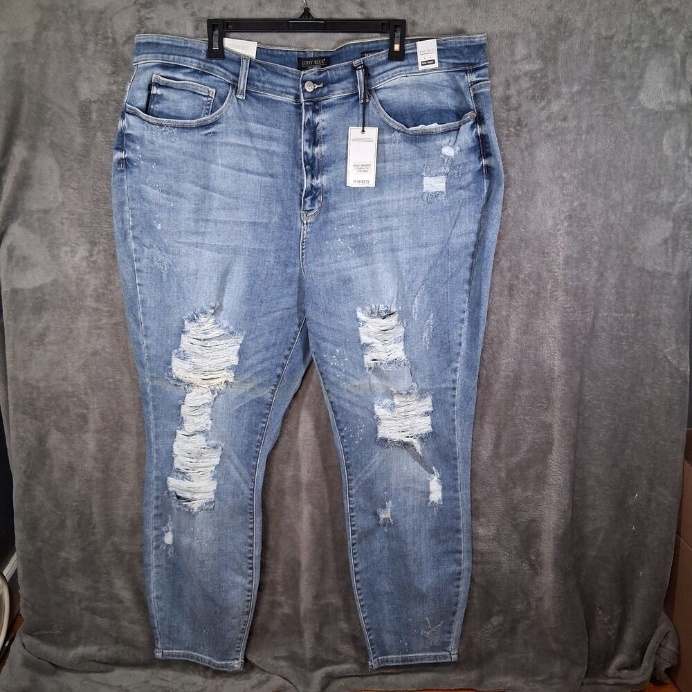 Judy Blue Women's 24W Hi Rise Skinny Bleach Splash Distressed Jeans NWT